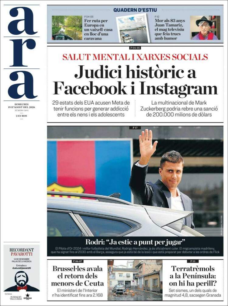 'Ara', 19 d'agost de 2026 'Ara', 19 d'agost de 2026