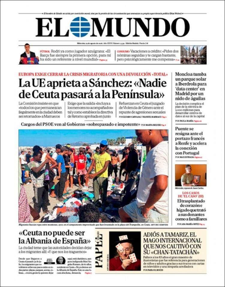 'El Mundo', 19 d'agost de 2026 'El Mundo', 19 d'agost de 2026