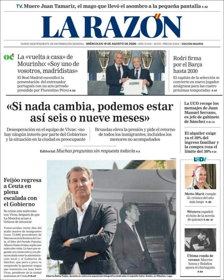 'La Razón', 19 d'agost de 2026 'La Razón', 19 d'agost de 2026