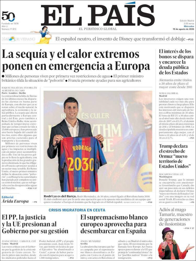 'El País', 19 d'agost de 2026 'El País', 19 d'agost de 2026