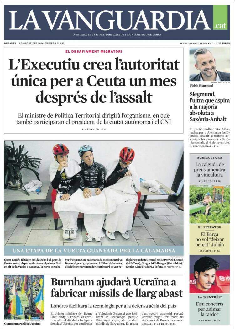 'La Vanguardia', 25 d'agost de 2026 'La Vanguardia', 25 d'agost de 2026