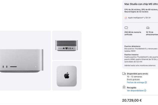 Mac Studio con chip M5 Ultra en su máxima configuración