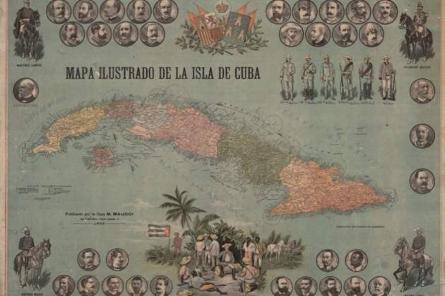 Mapa Il·lustrat de la Tercera Guerra de Cuba, abans de la intervenció nord americana (1896) / Font: Cartoteca de Catalunya