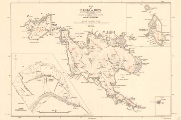 Mapa de les illes de Saint Kilda, dos anys abans de la evacuació (1928) / Font: National Library of Scotland