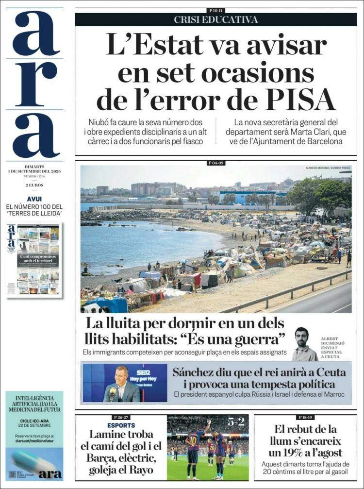 'Ara', 1 de setembre de 2026 'Ara', 1 de setembre de 2026