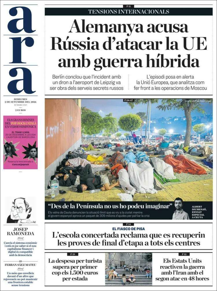 'Ara', 2 de setembre de 2026 'Ara', 2 de setembre de 2026