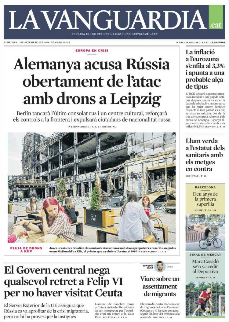 'La Vanguardia', 2 de setembre de 2026 'La Vanguardia', 2 de setembre de 2026