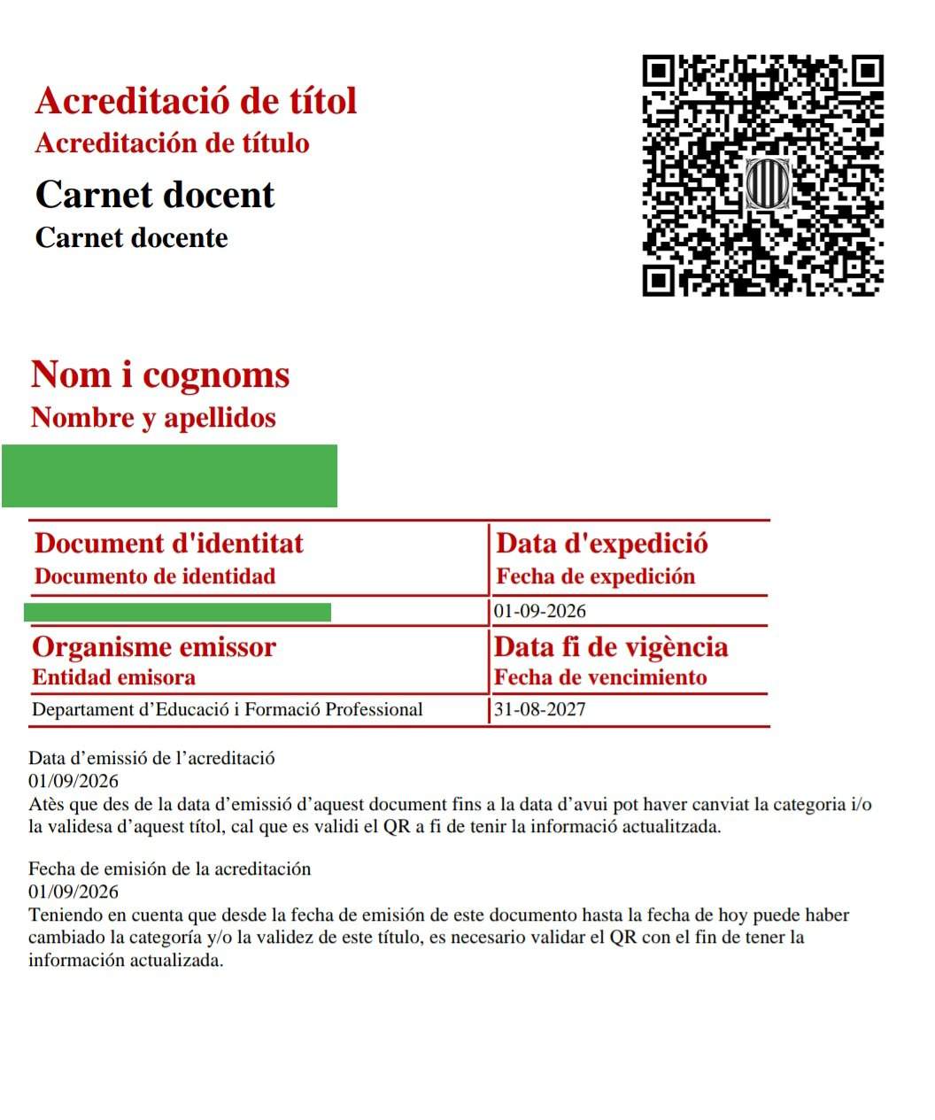 Crítiques a Educació pel nou carnet docent digital que inclou el castellà