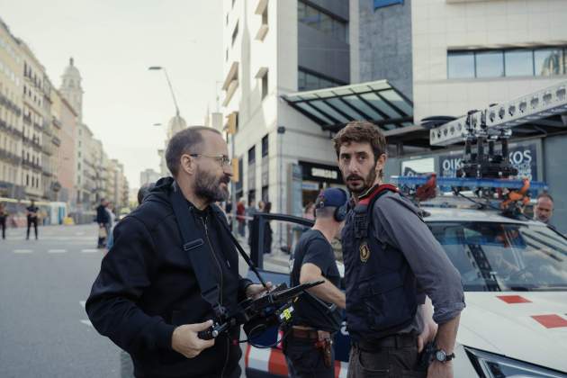 Fernando González i Enric Auquer al rodatge a la Rambla de Barcelona Fernando González i Enric Auquer al rodatge a la Rambla de Barcelona