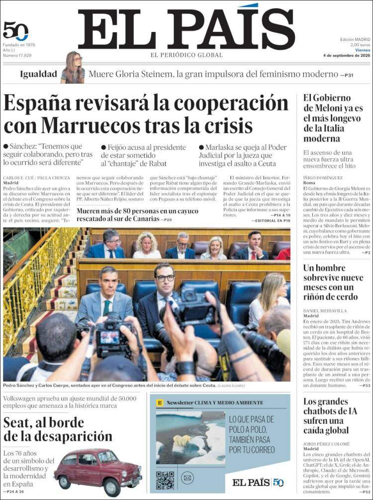 'El País', 4 de setembre de 2026 'El País', 4 de setembre de 2026