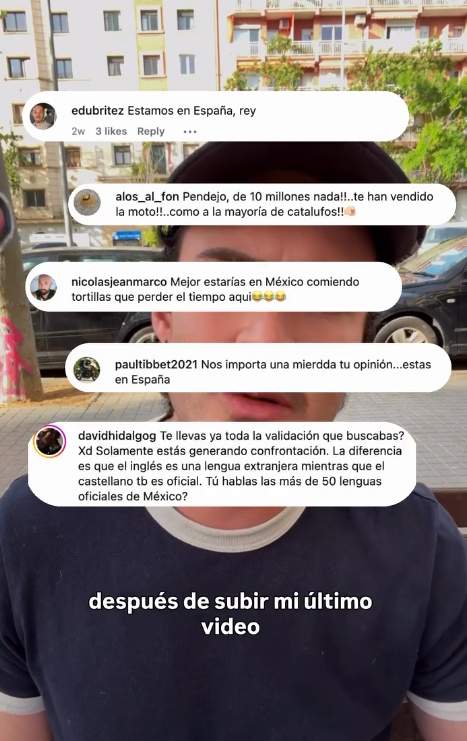 Catalanofòbia contra un actor mexicà per parlar català IG Catalanofòbia contra un actor mexicà per parlar català IG