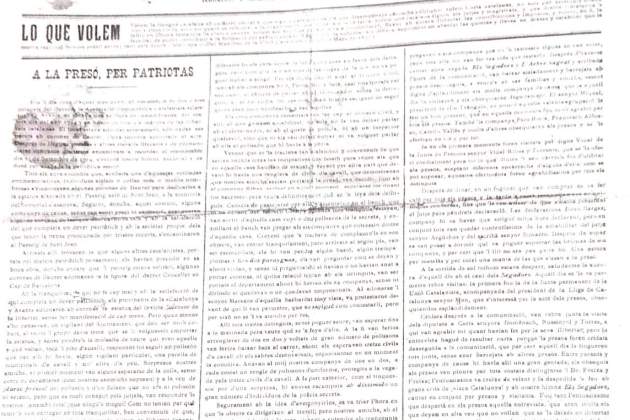 Recorte de La Nació Catalana del 30 de septiembre de 1901, con la crónica de las detenciones bajo el título "A la presó, per patriotas" / Reeixida Recorte de La Nació Catalana del 30 de septiembre de 1901, con la crónica de las detenciones bajo el título "A la presó, per patriotas" / Reeixida