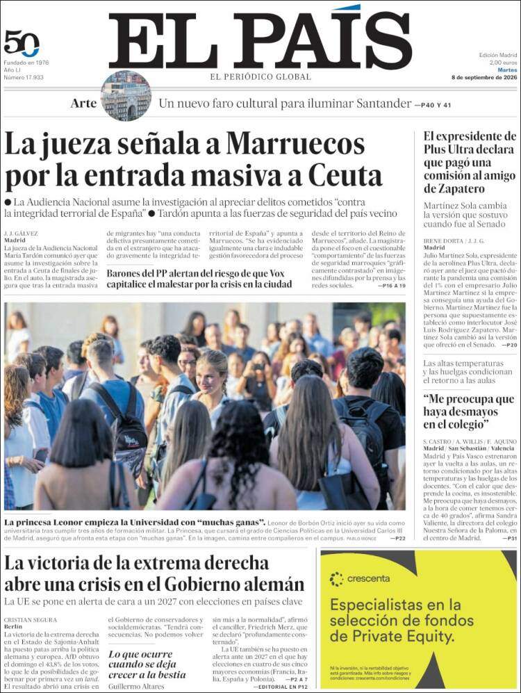 'El País', 8 de setembre de 2026 'El País', 8 de setembre de 2026