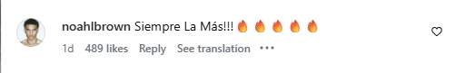El comentari de Noah Brown a la publicació de Bad Gyal / Instagram