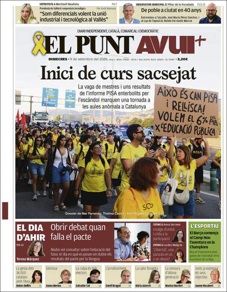 'El Punt Avui', 9 de setembre de 2026 'El Punt Avui', 9 de setembre de 2026