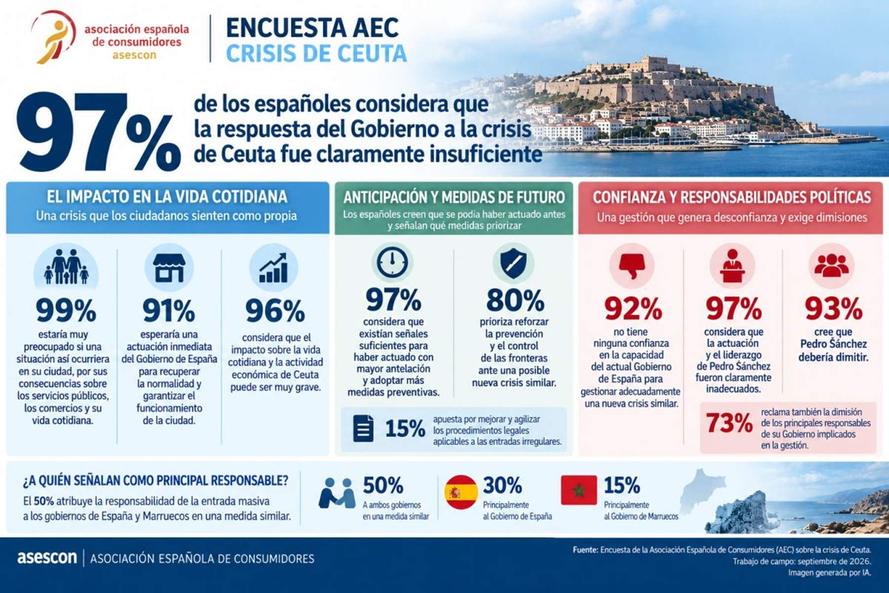 El 97% dels espanyols considera que la resposta del Govern a la crisi de Ceuta va ser insuficient
