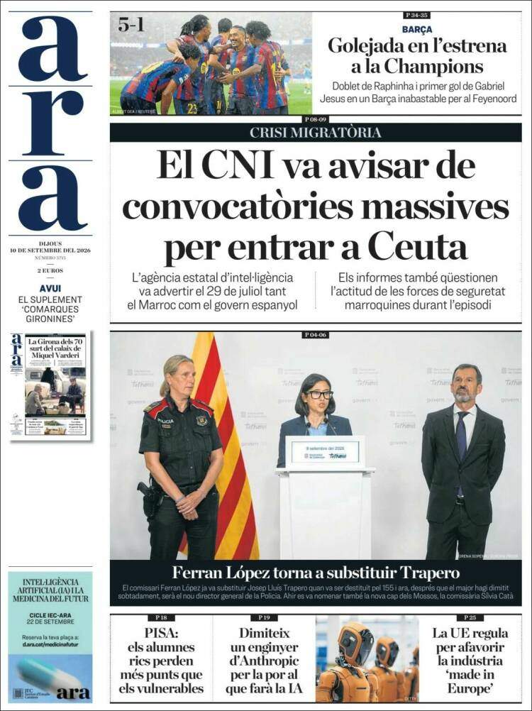 'Ara', 10 de setembre de 2026 'Ara', 10 de setembre de 2026
