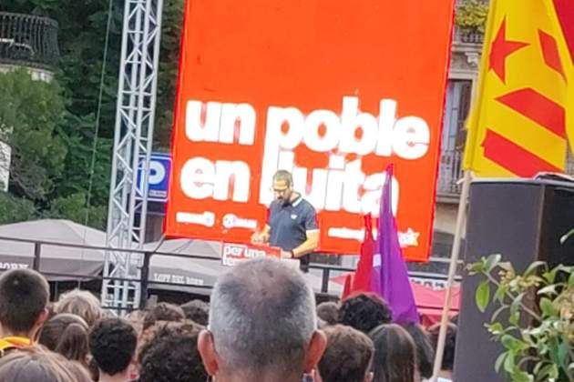 Non Casadevall, secretari general de la CUP, a la manifestació de l'esquerra independentista a pl Urquinaona / Mayte Piulachs Non Casadevall, secretari general de la CUP, a la manifestació de l'esquerra independentista a pl Urquinaona / Mayte Piulachs