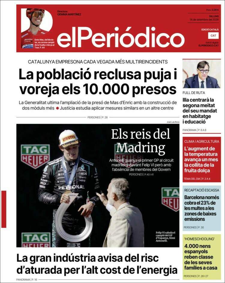 'El Periódico', 14 de setembre de 2026 'El Periódico', 14 de setembre de 2026