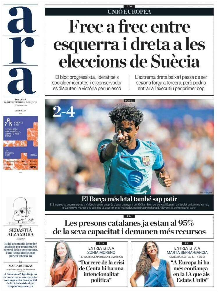 'Ara', 14 de setembre de 2026 'Ara', 14 de setembre de 2026