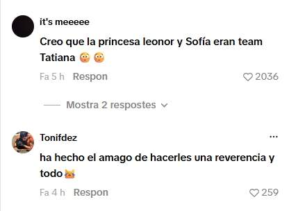 Els comentaris del vídeo d'Elionor i Sofia amb Marta Díaz TikTok (1) Els comentaris del vídeo d'Elionor i Sofia amb Marta Díaz TikTok (1)