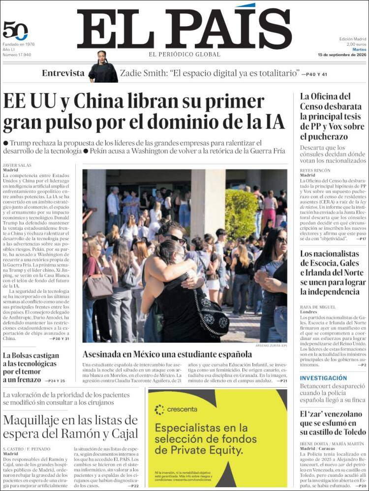 'El País', 15 de setembre de 2026 'El País', 15 de setembre de 2026