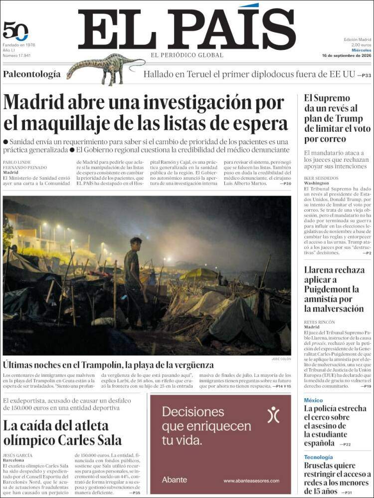 'El País', 16 de setembre de 2026 'El País', 16 de setembre de 2026