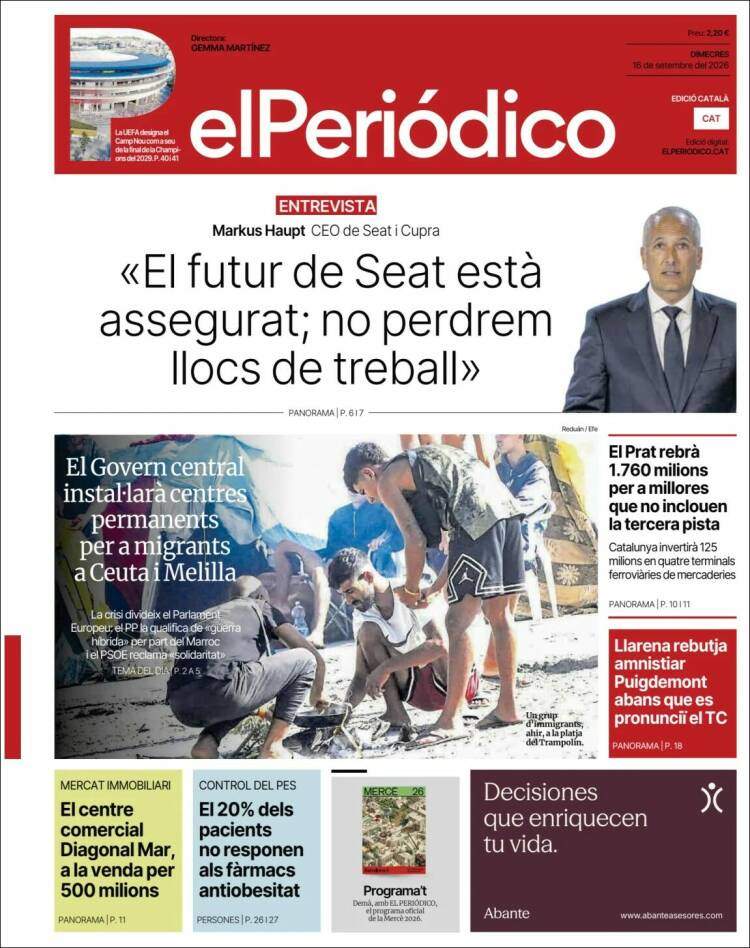 'El Periódico', 16 de setembre de 2026 'El Periódico', 16 de setembre de 2026