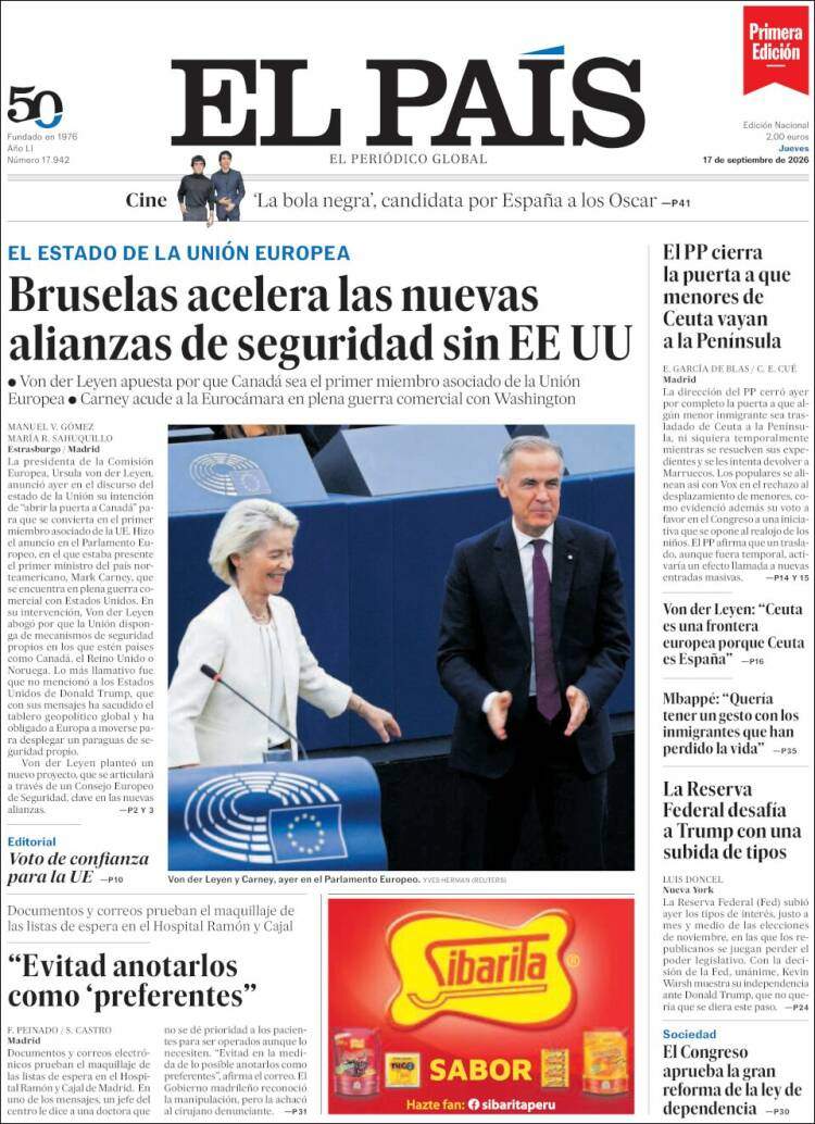 'El País', 17 de setembre de 2026 'El País', 17 de setembre de 2026