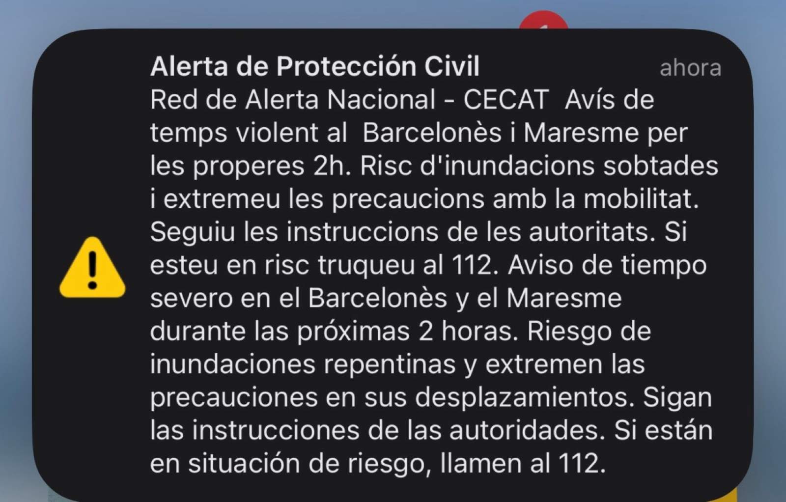 Polèmica (de nou) per l'enviament de l'ES-Alert pel temporal