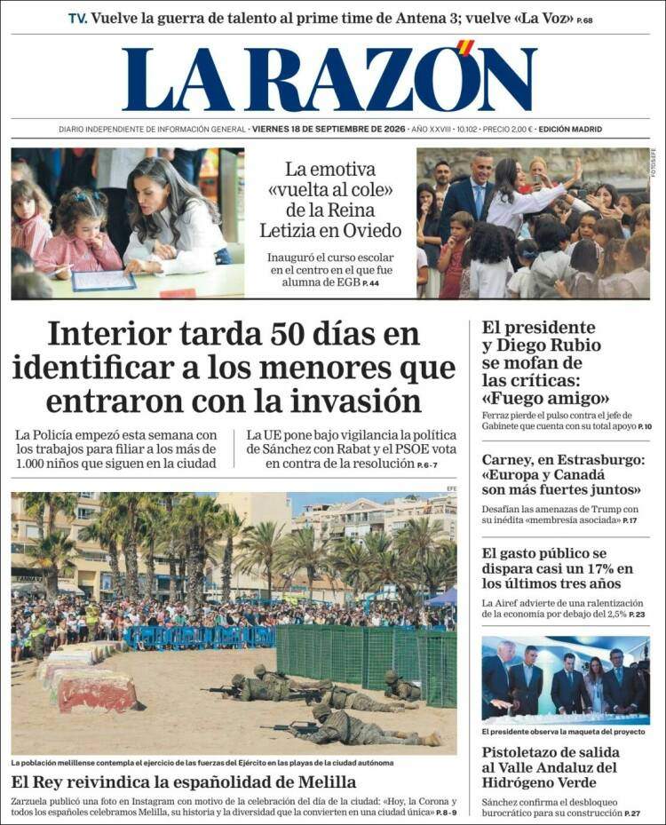 'La Razón', 18 de setembre de 2026 'La Razón', 18 de setembre de 2026