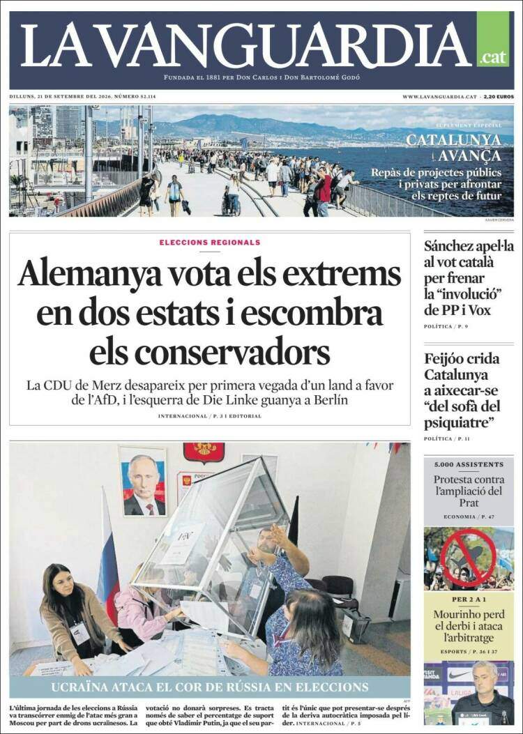 'La Vanguardia', 21 de setembre de 2026 'La Vanguardia', 21 de setembre de 2026