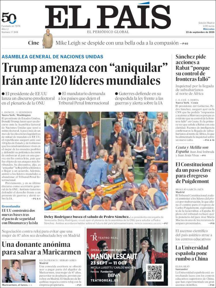 'El País', 23 de setembre de 2026 'El País', 23 de setembre de 2026