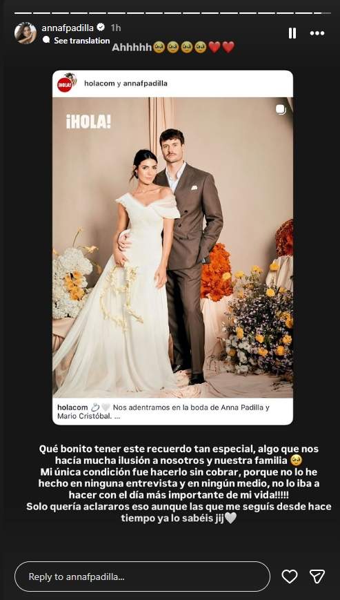 Anna Ferrer Padilla aclara si ha cobrat o no per l'exclusiva de la revista ¡HOLA! / Instagram Anna Ferrer Padilla aclara si ha cobrat o no per l'exclusiva de la revista ¡HOLA! / Instagram