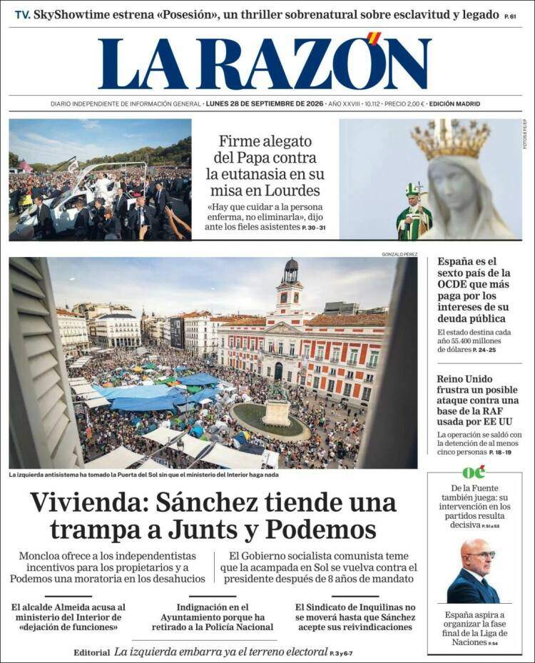 Portada 'La Razón'