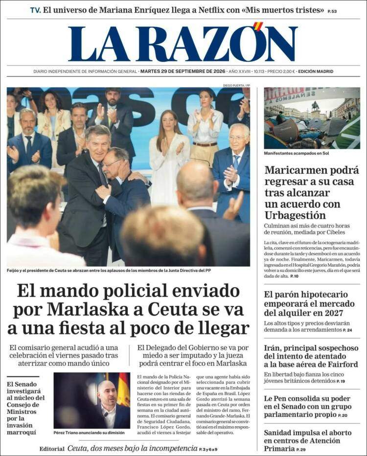 Portada 'La Razón' Portada 'La Razón'