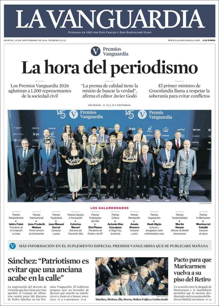 Portada 'La Vanguardia' Portada 'La Vanguardia'