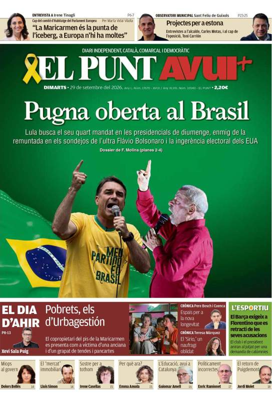 Portada 'El Punt Avui' Portada 'El Punt Avui'