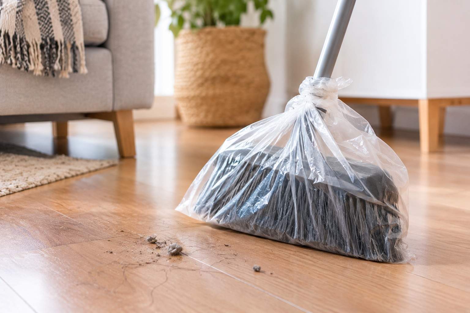 Poner una bolsa de plástico en la escoba: para qué sirve y por qué lo recomiendan