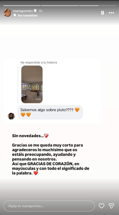 Maria Pombo sobre su gato Pluto / Instagram