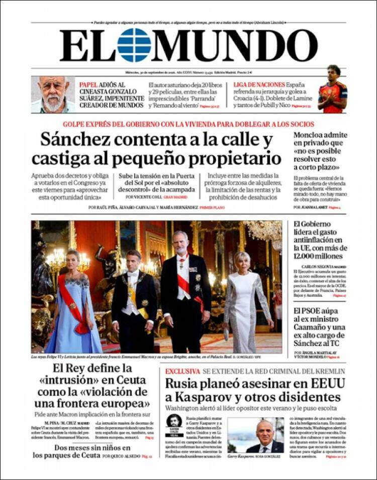 Portada 'El Mundo' Portada 'El Mundo'