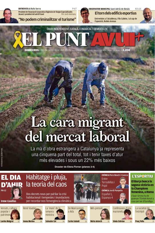 Portada 'El Punt Avui' Portada 'El Punt Avui'