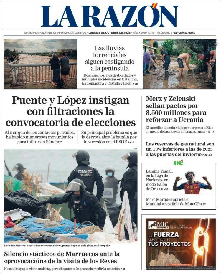 Portada 'La Razón' Portada 'La Razón'
