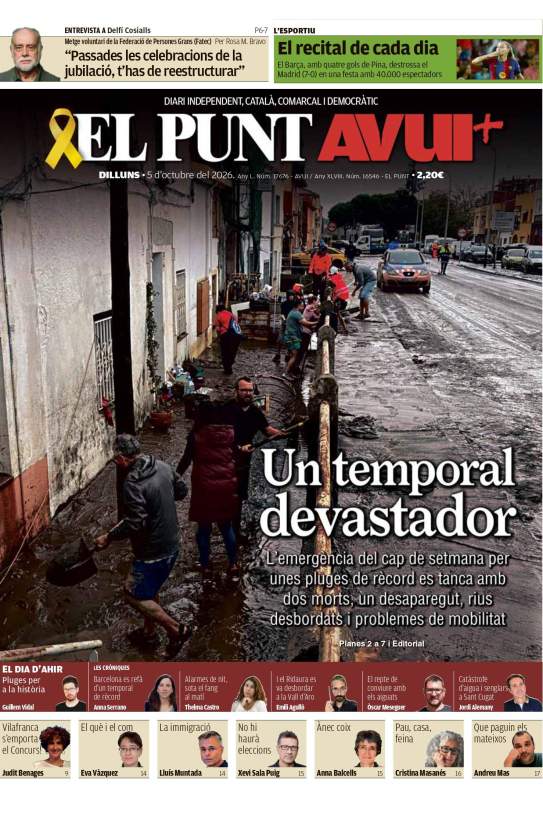 Portada 'El Punt Avui' Portada 'El Punt Avui'