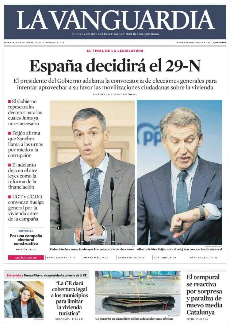 Portada 'La Vanguardia' Portada 'La Vanguardia'
