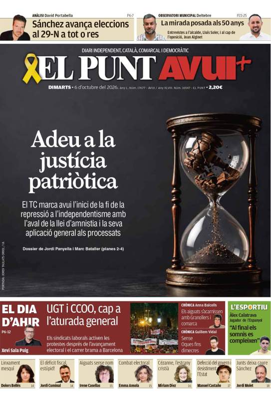 Portada 'El Punt Avui' Portada 'El Punt Avui'