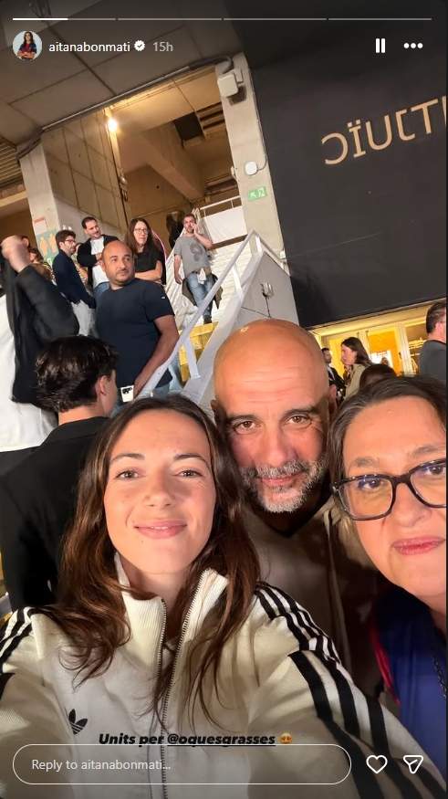 Aitana Bonmapatí amb Pep Guardiola i l'Elena Fort, vicepresidenta del Barça / Instagram Aitana Bonmapatí amb Pep Guardiola i l'Elena Fort, vicepresidenta del Barça / Instagram