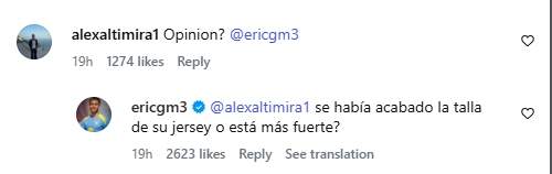 El comentari d'Eric García a Dani Olmo / Instagram