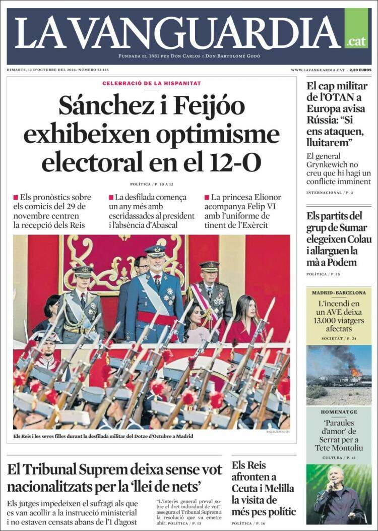 'La Vanguardia', 13 d'octubre de 2026 'La Vanguardia', 13 d'octubre de 2026