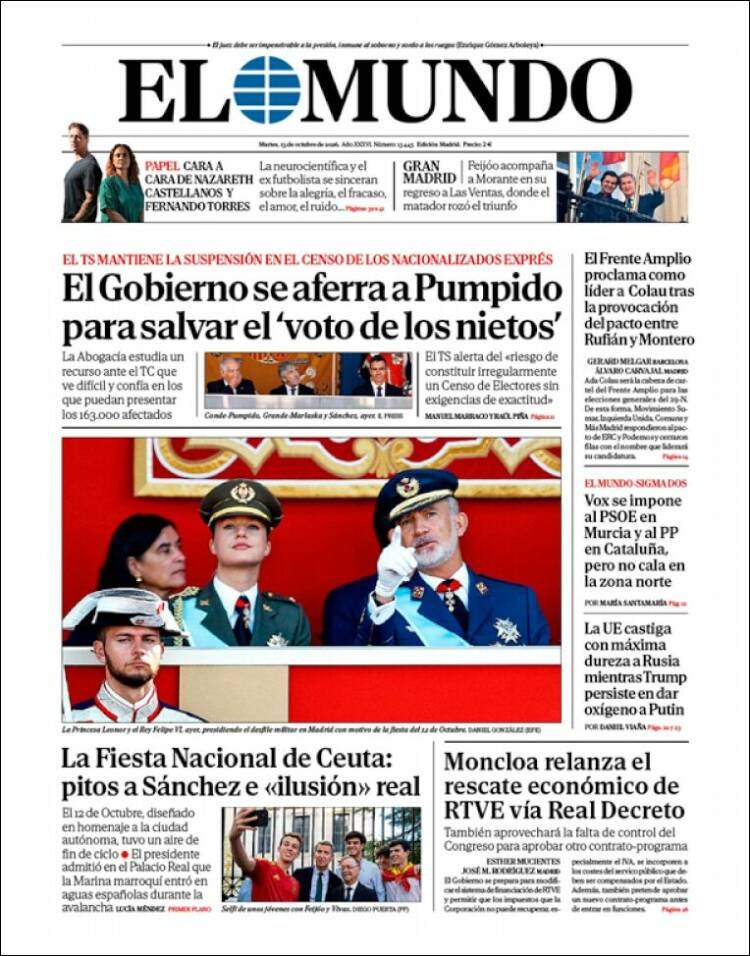'El Mundo', 13 d'octubre de 2026 'El Mundo', 13 d'octubre de 2026